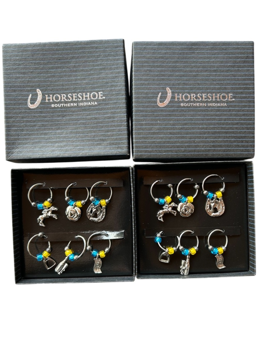 Horse Racing Theme Wine Charms. Set of 12 Kentucky Derby NIB